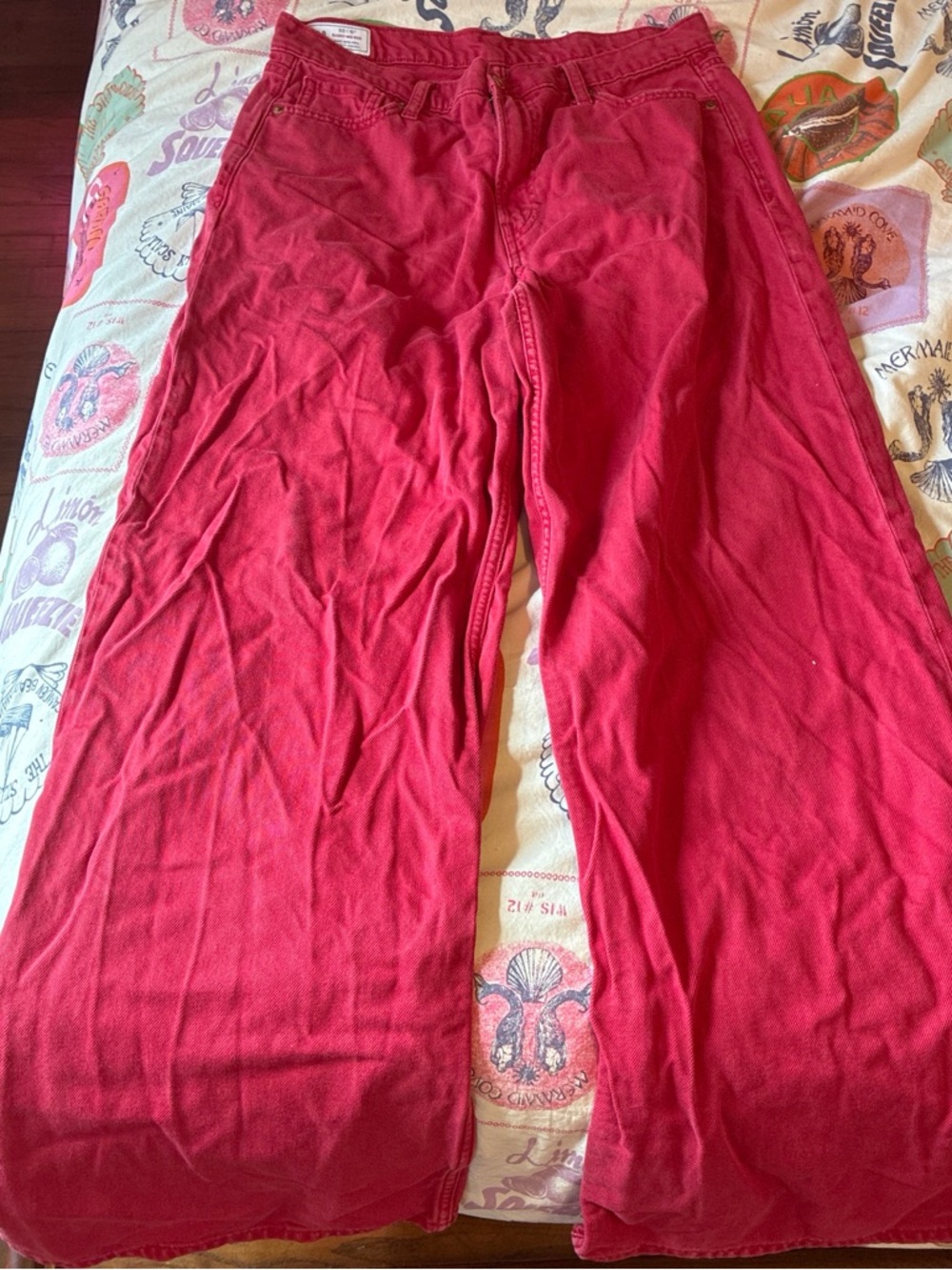 Wide Leg Red Jeans
